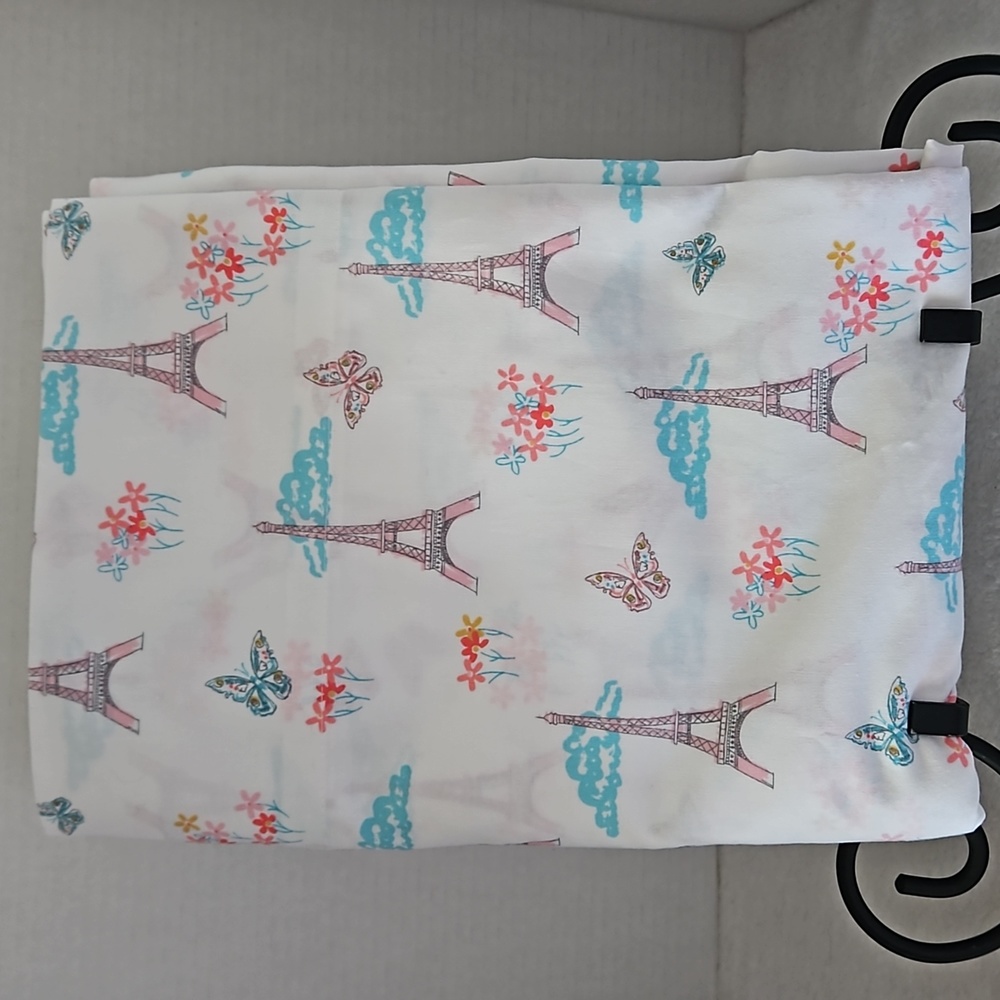 Your Zone Parisian Inspired H Tower Butterflies Cotton Twin XL Flat Sheet